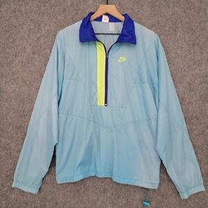 Vintage Nike Windbreaker Jacket Mens Large Blue‎ Half Zip Embroidered Swoosh 90s